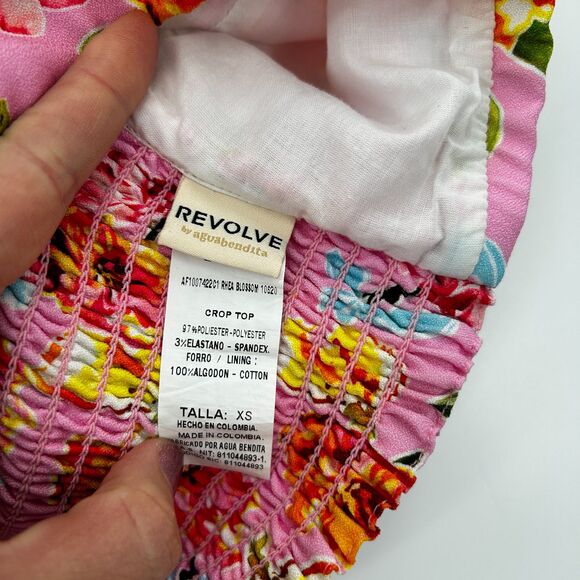 AGUA BENDITA Revolve Pink Floral Rhea Smocked Feminine Girly Crop Top Size XS - Picture 6 of 6